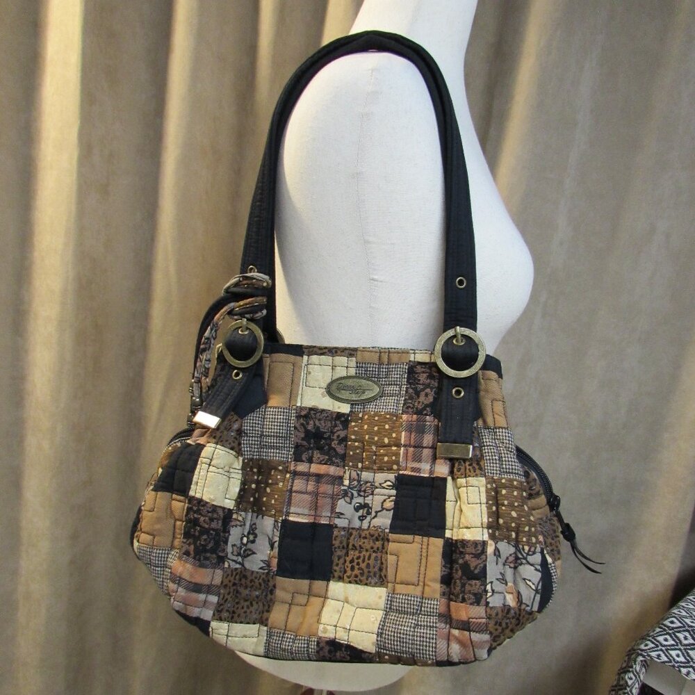 Donna Sharp Quilted Patchwork Purse - Browns - Ex… - image 2